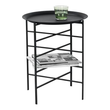 Table Basse Wiltz Plateau Amovible Métal 40 x 40 x 52 cm Noir [en.casa]