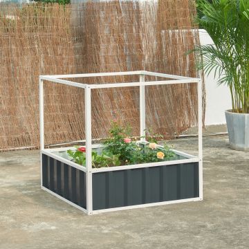 Jardinière surélevée Alblasserdam 90 x 90 x 88 cm anthracite vert [en.casa]