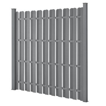 [neu.holz] Kit de 3 Clôtures Barrière Brise Vue Brise Vent Bois Composite (WPC) Gris 185 x 562 cm