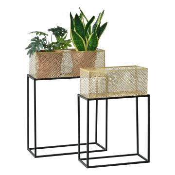 Lot de 2 Supports de Plante Anderlues Noir Laiton [en.casa]