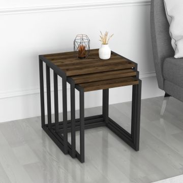 Lot de 3 tables d'appoint Sunnfjord gigognes effet chêne patiné [en.casa]