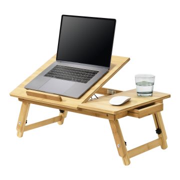 Bureau d'ordinateur portable Trysil Réglable Pliable Naturel [en.casa]