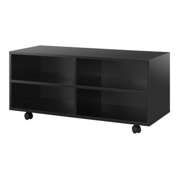 Meuble de rangement à roulettes Barkarö 90 x 35 x 41 cm noir  brillant [en.casa]