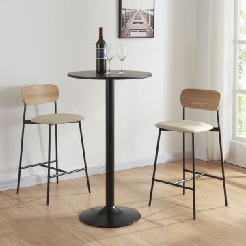 Lot de 2 tabourets de bar Jyväskylä 89 x 40 x 45 cm beige noir effet bois [en.casa]