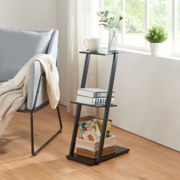 Étagère autoportante Rollag à 3 niveaux métal 72 x 40 x 25 cm noir [en.casa]