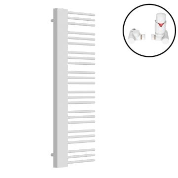 Radiateur sèche-serviettes avec kit de raccordement 80 mm Kviteseid 146 x 45 cm blanc [neu.haus]