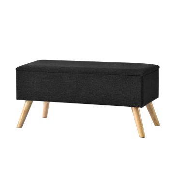 Banc de rangement Salford rembourré noir [en.casa]