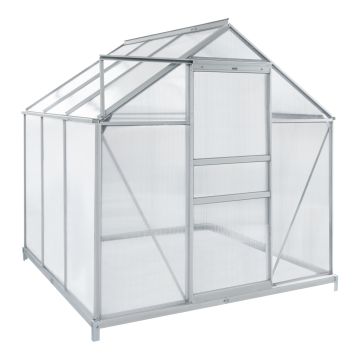 Serre de jardin Oisterwijk à porte coulissante en polycarbonate [en.casa]