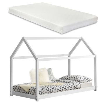 [en.casa] Lit D'enfant avec Matela Cadre de Lit 206 x 98 x 142 cm Matela Mousse Froid 90 x 200 cm Maison