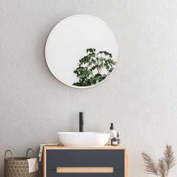 Miroir mural Ordona rond 50 cm blanc mat [en.casa]