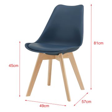 Lot de 4 Chaises de Salle à Manger Fläten Similicuir Hêtre Bleu [en.casa]