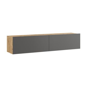 Meuble TV Lapinlahti à 2 portes 29,5 x 140 x 31,5 cm effet chêne rustique / anthracite [en.casa]