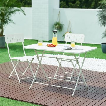 Table de jardin pliante Sande 110 x 70 x 71 cm blanc [en.casa]