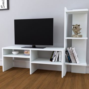 Meuble TV Jevnaker avec 5 étagères 137 x 30 x 100 cm [en.casa]