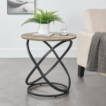 Table de Chevet Lumsden 61 x 59 cm Effet Bois et Noir [en.casa]