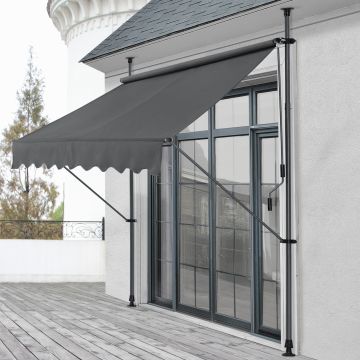 Brise-Soleil Pare-Soleil Acier et Polyester 198 x 120 x 200-298 cm Anthracite Gris [pro.tec]