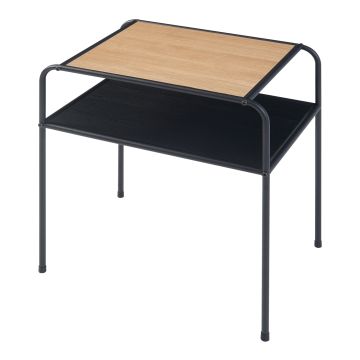 Table d'appoint Krødsherad avec plateau rectangulaire et étagère métal MDF 55 x 51 x 36 cm noir effet chêne [en.casa]