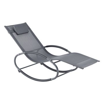 Fauteuil de Jardin Almaluez Amovible Acier Textile 153 x 63 x 81 cm Gris Foncé [en.casa]