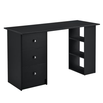 Bureau avec 3 Tiroirs Lemberg 120x49x72cm Noir [en.casa]