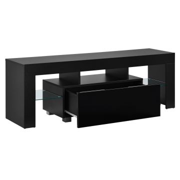 Meuble TV Grimsey  LED Panneaux de Particules 130 x 35 x 45 cm Multicolore Noir [en.casa]