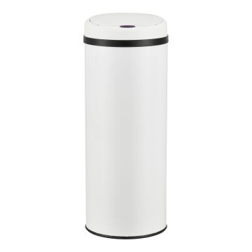 Poubelle à Capteur Acier Inox 47 Litres Blanc [en.casa]