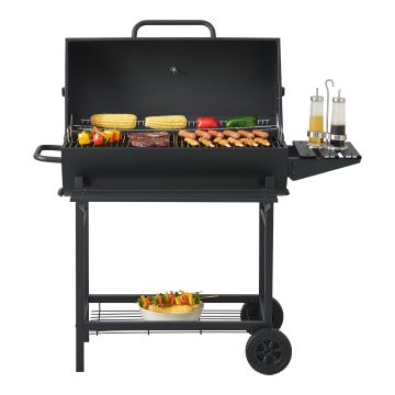 Chariot de barbecue au charbon de bois Armento 95 x 108 x 61 cm noir casa.pro