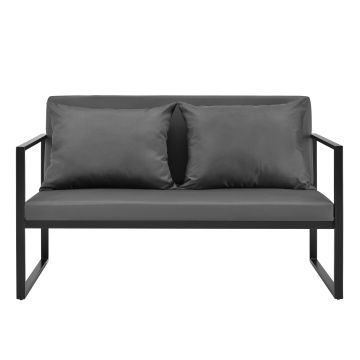 Canapé de jardin Lerum avec coussins gris foncé 70 x 114 x 60 cm noir [casa.pro]