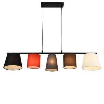 [lux.pro] Suspension Lampe à Suspendre Support et Cadre en Métal Abat-jour en Textile Multicolore 5 x E14 150 x 105 x 20 cm