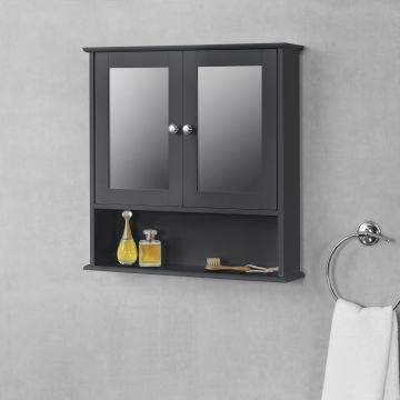 Placard Mural à Miroir Linz 58 x 56 x 13 cm Gris Foncé [en.casa]