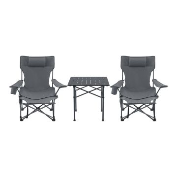 Set de table et 2 chaises pliantes Bellante gris casa.pro