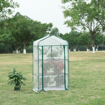 Serre de jardin Chaam à 3 niveaux 125 x 69 x 49 cm blanc [en.casa]