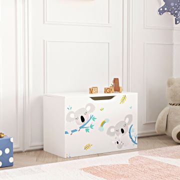 Coffre de rangement Oleiros pour enfant 40 x 60 x 30 cm blanc / gris / bleu [en.casa]