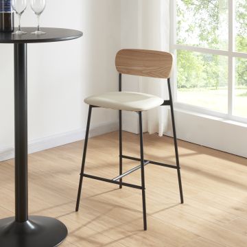 Lot de 2 tabourets de bar Jyväskylä 89 x 40 x 45 cm beige noir effet bois [en.casa]