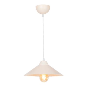 Suspension Hereford en plastique hauteur 48 cm E27 blanc / crème [lux.pro]