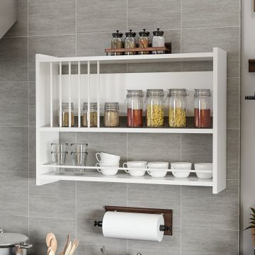 Étagère murale Helsingør à 3 niveaux pour cuisine 60 x 84 x 20 cm blanc [en.casa]