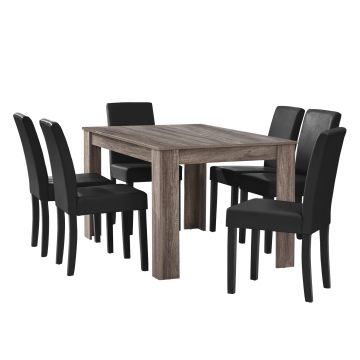 [en.casa] Table à manger avec 6 chaises model 1 