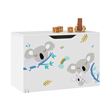 Coffre de rangement Oleiros pour enfant 40 x 60 x 30 cm blanc / gris / bleu [en.casa]