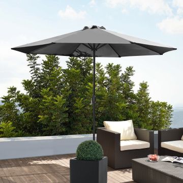 Parasol de Jardin Budapest Résistant Imperméable 300 x 230 cm Gris [casa.pro]