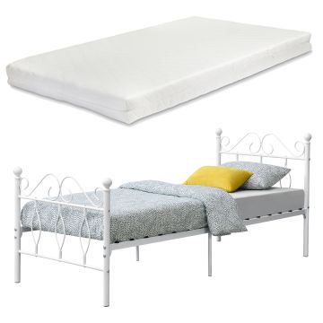 Cadre de Lit Apolda en Métal Matelas Plusieurs tailles Blanc Mat [en.casa][neu.haus]