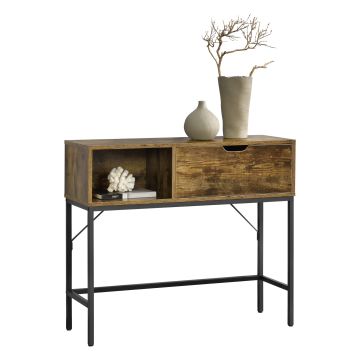 Table console Tranemo 92 x 30 x 80 cm Effet bois foncé Noir [en.casa]