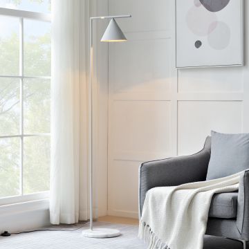 Lampadaire Leicester à abat-jour conique E27 hauteur 160 cm blanc [lux.pro]