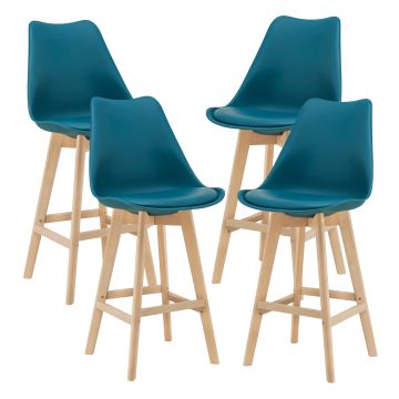 Lot de 4 Tabourets de Bar Lublin Plastique Similicuir Hêtre 105x48x58 cm plusieurs couleurs [en.casa]