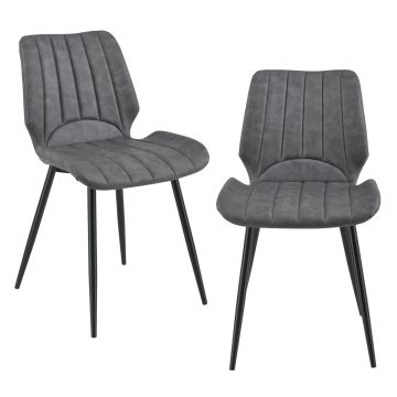 Lot de 2 Chaises de Salle à Manger Mendoza Similicuir Gris foncé [en.casa] 