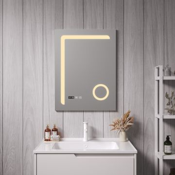 Miroir LED Chambave pour salle de bain 80 x 60 cm argent pro.tec