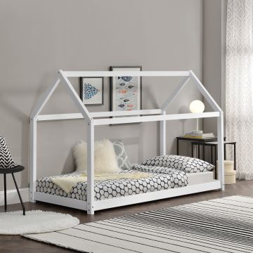 Lit Enfant Design Maison Netstal Pin 160 x 80 cm Blanc [en.casa]