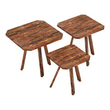 Lot de 3 tables basses gigognes Masku bois de pin 40 - 50 x 30 x 30 cm [en.casa]