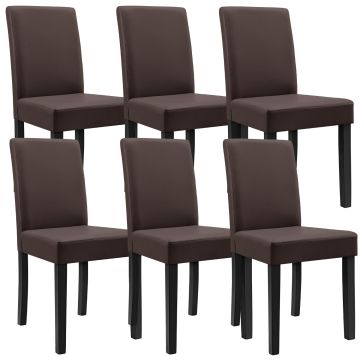 Kit de 6 Chaises Bois Cuir-synthétique 90x42x48 cm marron - mat [en.casa] 