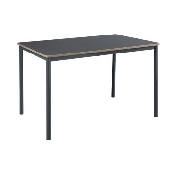 Table de salle à manger Lindesberg MDF acier 120 x 70 x 75 cm gris effet chêne noir [en.casa]