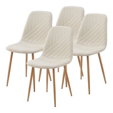 Lot de 4 chaises de salle à manger Köfering 88 x 44 x 55 cm beige effet bois [en.casa]