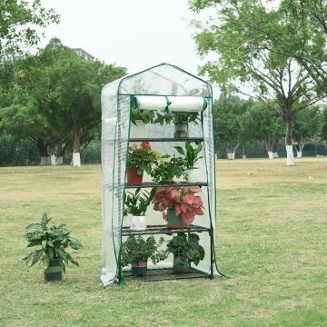 Serre de jardin Chaam à 4 niveaux 158 x 69 x 49 cm blanc [en.casa]